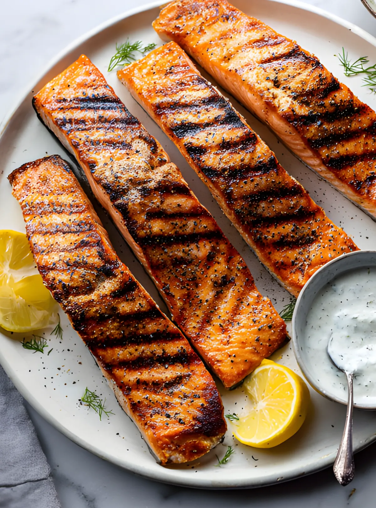 Grilled salmon plate