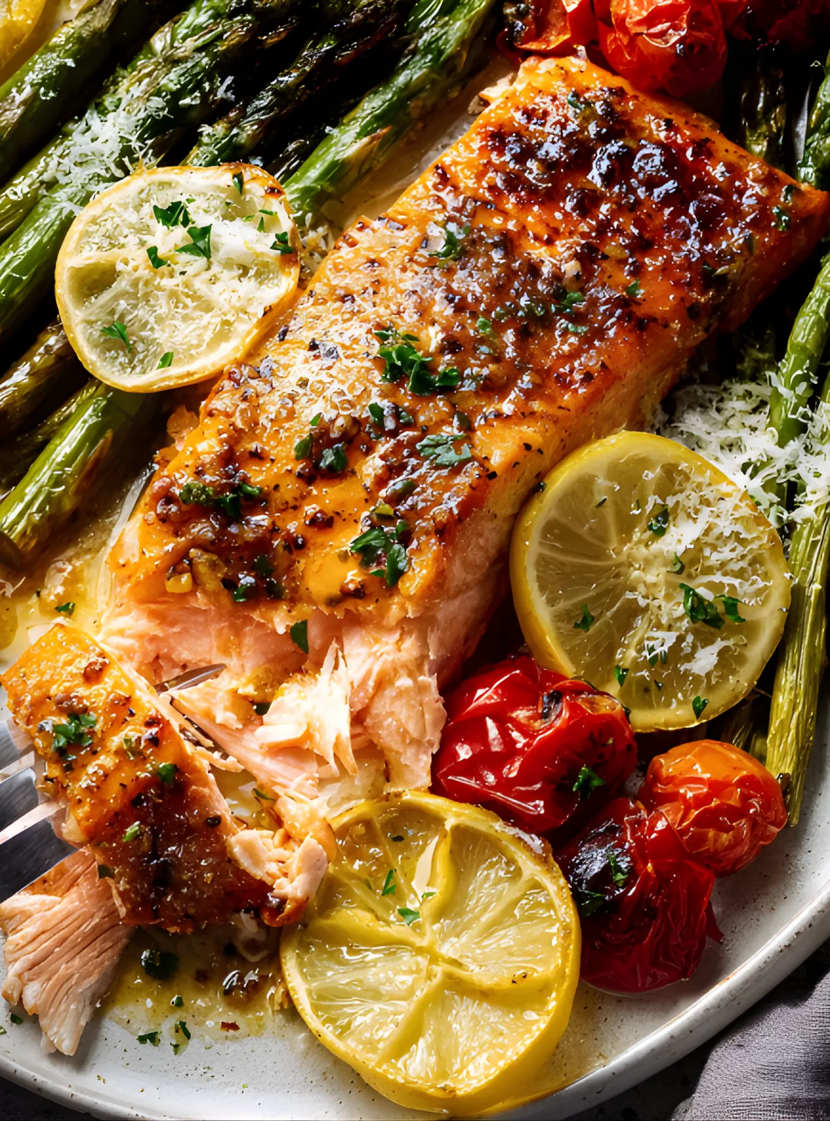 Lemon garlic salmon plate