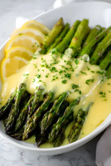 Roasted asparagus hollandaise