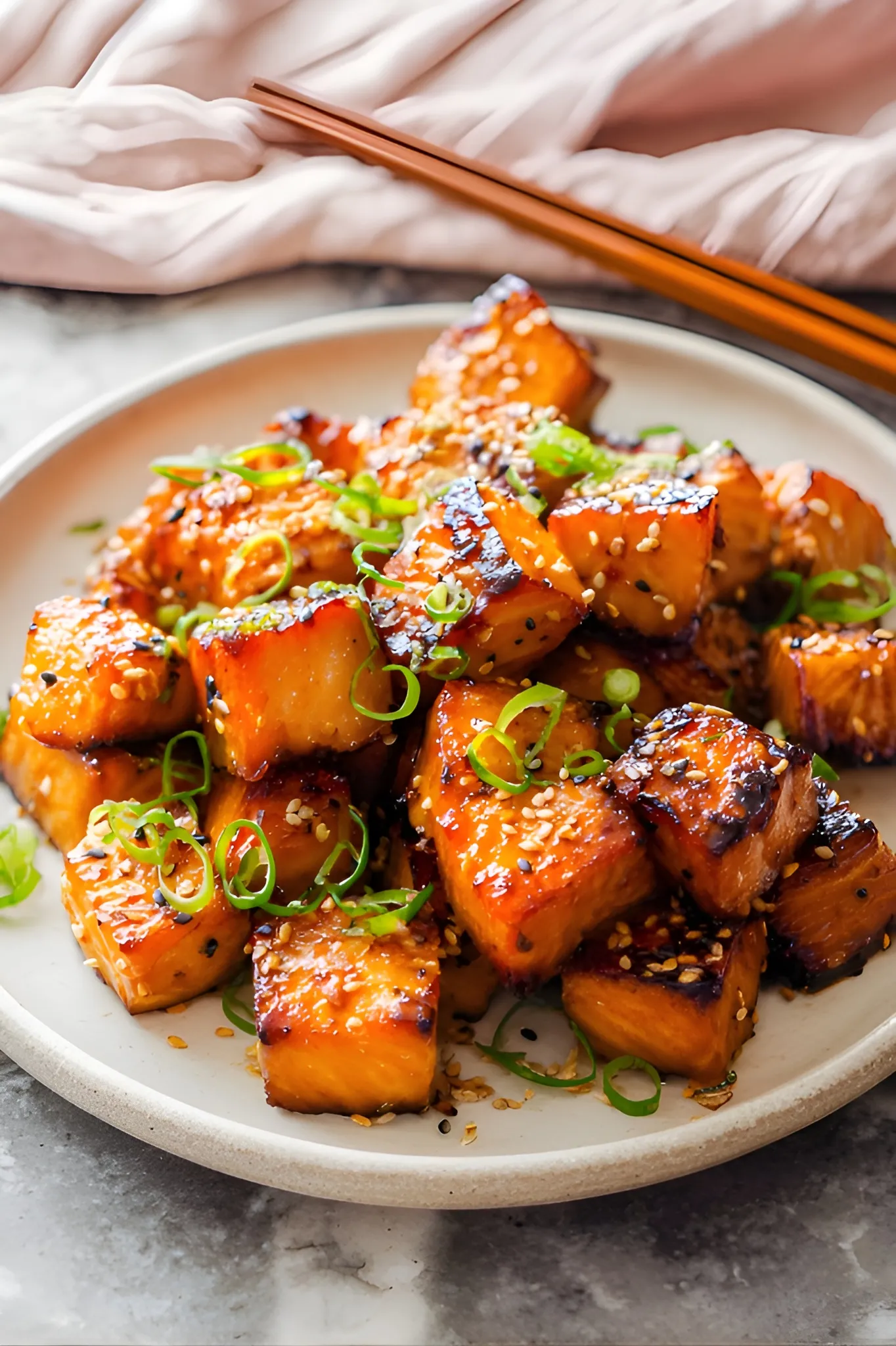 Teriyaki salmon bites