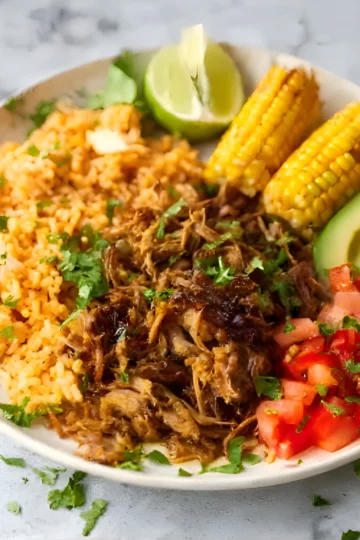 Mexican carnitas plate