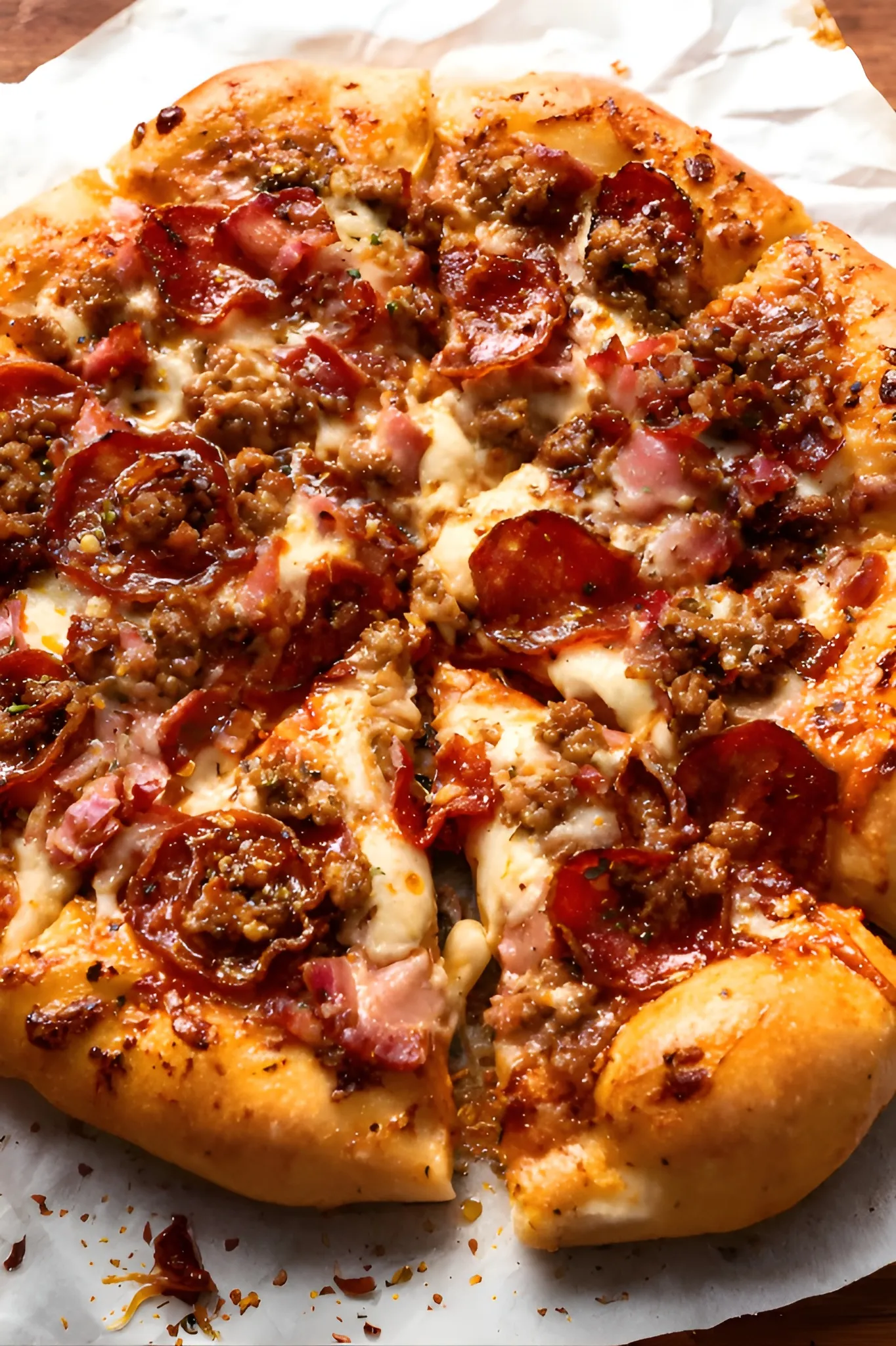 meat lovers pizza slices