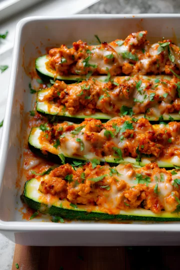 Cheesy turkey zucchini boats