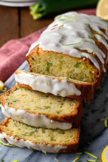 Glazed zucchini loaf slices