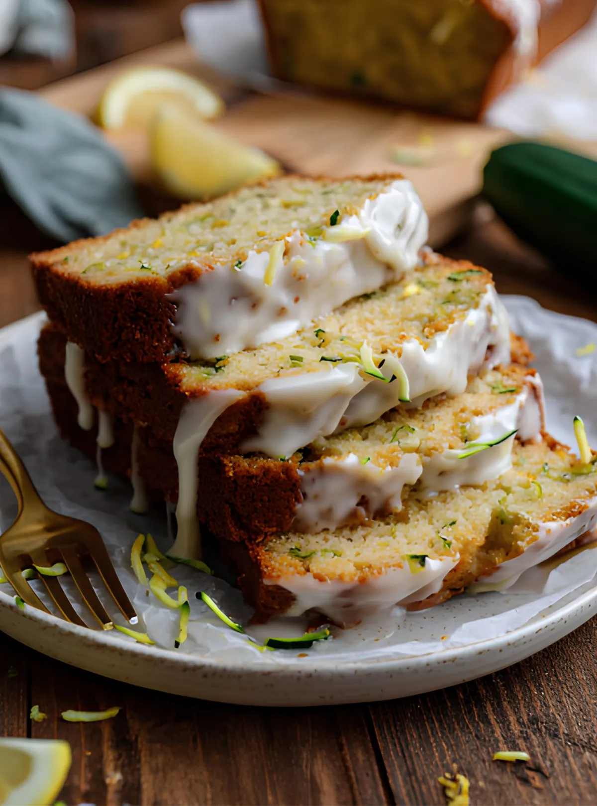 Lemon zucchini bread stack