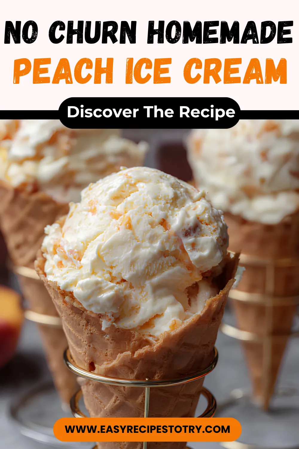 No-churn homemade peach ice cream