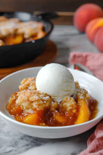 Peach cobbler dessert