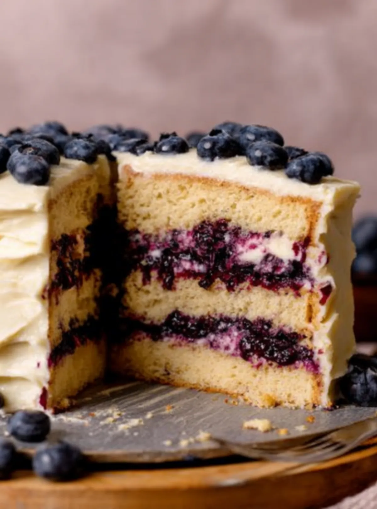 blueberry cake slices plate