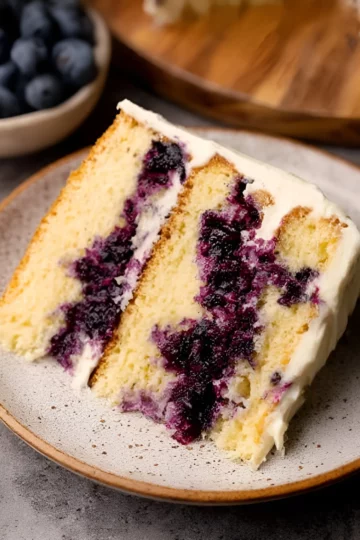 blueberry layer cake slice